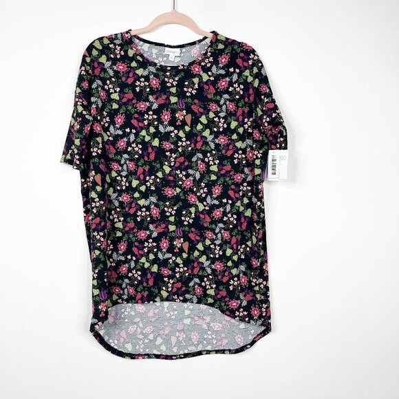 2/$30 NWT LuLaRoe Irma Top High Low Tunic Black Floral XS #8779 - Picture 1 of 8